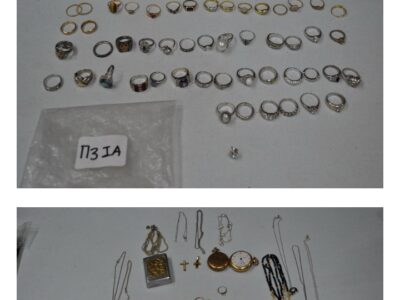 Χίος ,κατασχεμένα χρυσαφικά που βρέθηκαν στην κατοχή διαρρήκτη το έτος 2019. Κοσμήματα-Τιμαλφή- Χίος